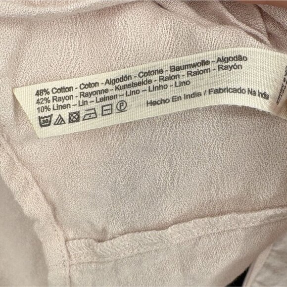 Free People Women's Sunrise Monaco Peasant Top S Blush Pink Boho Cropped - Picture 8 of 10